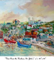 View from the Harbour, St John's, Newfoundland, Canada, Oil on Canvas